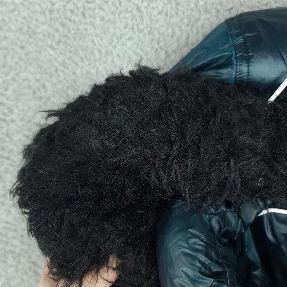 Calvin Klein Jacket Womens Medium Green Down Puffer Parka Faux Fur Full Zip - Picture 6 of 8